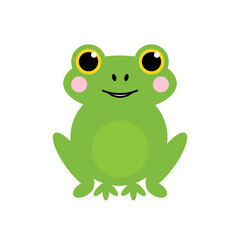 Cute and smiling cartoon style green frog vector icon, illustration.
