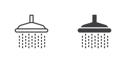 Shower head and water drops icon