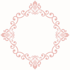 Elegant vintage vector pink ornament in classic style. Abstract traditional ornament with oriental elements. Classic vintage pattern