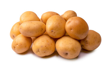 A group of fresh tasty potato isolated on white background.