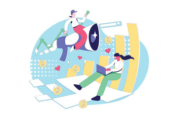 Marketing and sales Illustration concept, Affiliate Marketing vector art, digital marketing 
