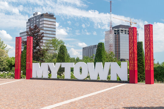 Timisoara, Romania - June 8, 2022: My Town inscription for tourist.
