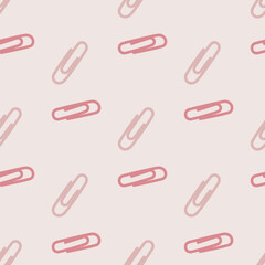 Seamless vector paper clip pattern. Stylish fasten objects background for fabric, textile, cover etc.