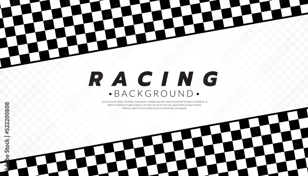 Poster abstract checkered round frame. racing concept. chess pattern on white background. border template.