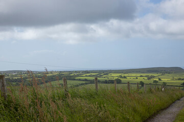Fototapeta na wymiar Hills and meadows. Vistas. Wales, England, UK, Great Brittain, clouds, 