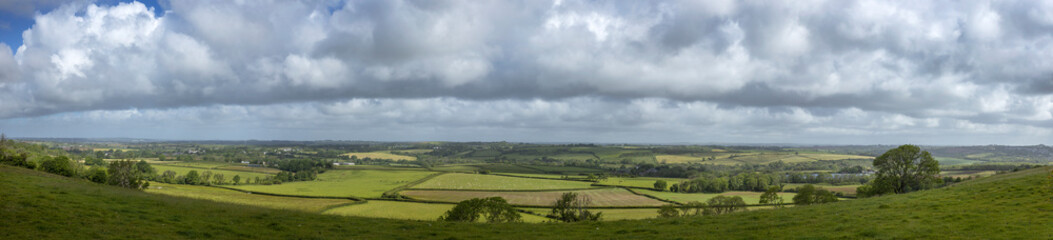 Fototapeta na wymiar Hills and meadows. Vistas. Wales, England, UK, Great Brittain, clouds, panorama,