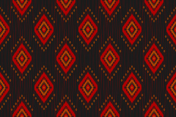 Ethnic ikat seamless pattern in tribal. American, Mexican style. Aztec geometric ornament print. Design for background, wallpaper, illustration, fabric, clothing, carpet, textile, batik, embroidery.