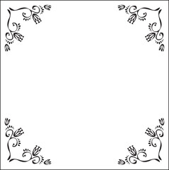 Obraz premium Black and white vegetal ornamental frame, decorative border for greeting cards, banners, invitations. Isolated vector illustration.