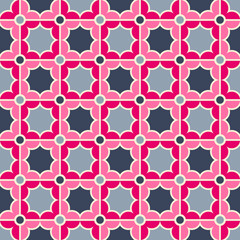 Retro cute geometric flower seamless pattern background.