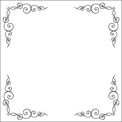 Black and white ornamental border for greeting cards, banners, invitations. Isolated vector illustration.  Oriental style.