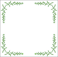 Green ornamental frame, decorative border for greeting cards, banners, business cards, invitations, menus. Isolated vector illustration.