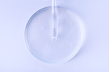 glass pipette serum gel in petri dish 
