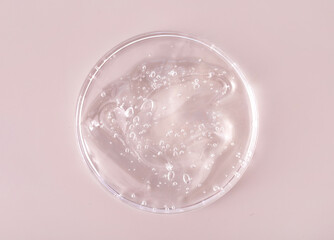 texture gel closeup in petri dish on a beige background	
