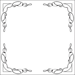 Black and white ornamental border for greeting cards, banners, invitations. Isolated vector illustration.  Oriental style.