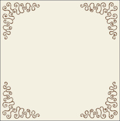 Brown ornamental frame, decorative border for greeting cards, banners, invitations. Isolated vector illustration.