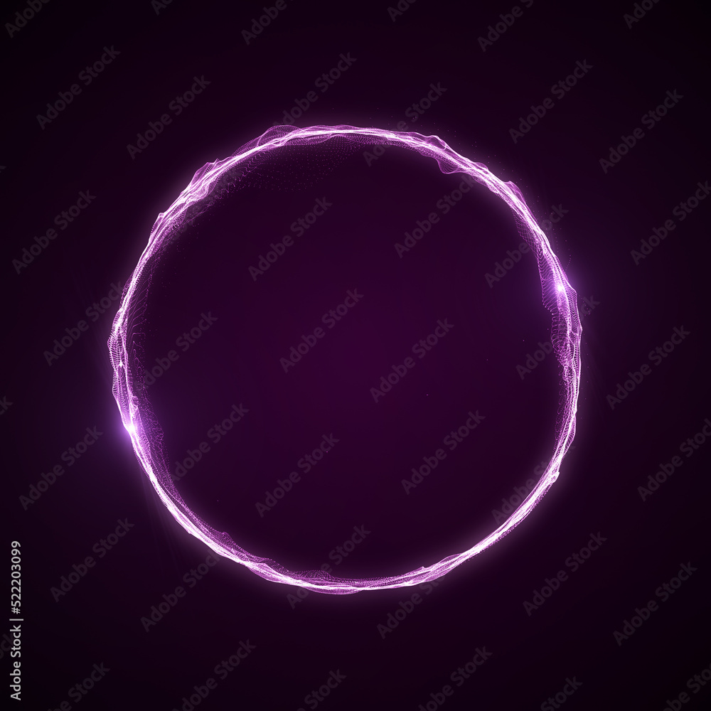 Poster spherical equalizer for music. round sound wave of particles. musical abstract blue background. 3d r
