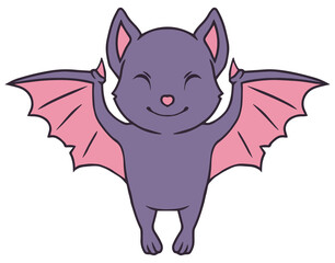 Cute flying Halloween cartoon bat isolated on transparent background