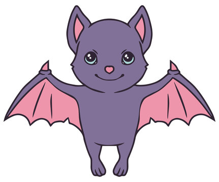 Cute flying Halloween cartoon bat isolated on transparent background