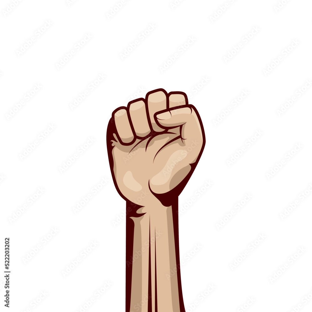 Wall mural Clenched fist hand vector silhouette. Revolution illustration for poster design