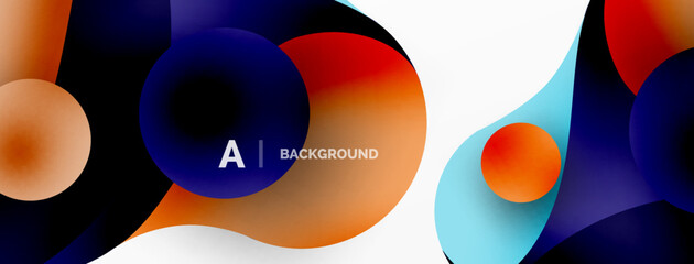 Flowing geometric shapes minimalist abstract background. Round shapes and circles. Wallpaper for concept of AI technology, blockchain, communication, 5G, science, business