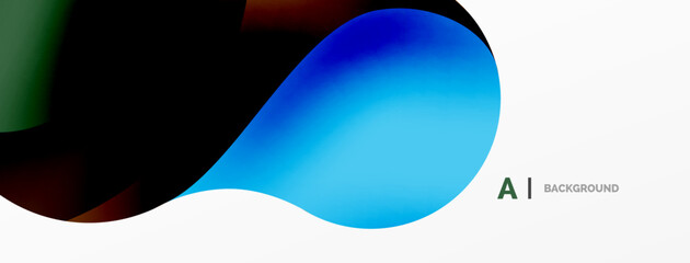 Flowing geometric shapes minimalist abstract background. Round shapes and circles. Wallpaper for concept of AI technology, blockchain, communication, 5G, science, business