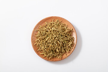 herbal ingredients, medicinal herbs on white background