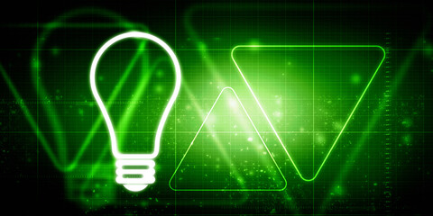 2d illustration bulb future technology, innovation background, creative idea concept 