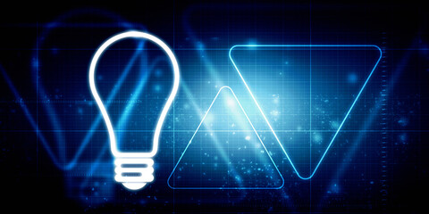 2d illustration bulb future technology, innovation background, creative idea concept 