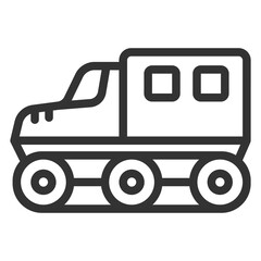 All-terrain vehicle on caterpillar tracks - background, white, web, illustration, symbol, sign, icon, outline