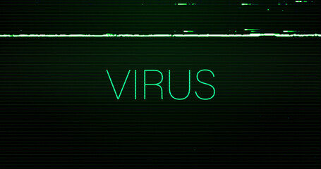 Fototapeta na wymiar Image of interference over virus text on black background