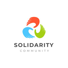 people care and solidarity logo design. Hand care logo