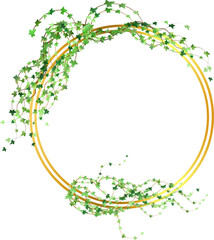 Abstract invitation design with leaves, tvigs and geometric frame.Golden frame with green branch.Herbal minimalistic vector frame.Greenery wedding square invitation.