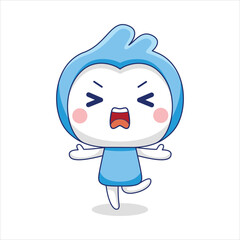 cute blue mascot character in flat design style
