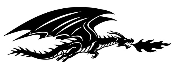 Flying dragon icon isolated on white background.