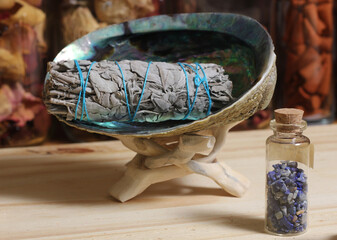 Dried Lavender With Palo Santo Wood and Abalone Shell For Smudging Ritual