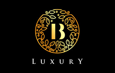 Fototapeta na wymiar Golden B Letter Logo Luxury.Beauty Cosmetics Logo