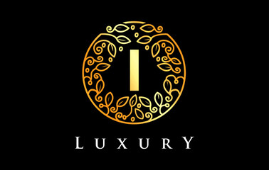 Golden I Letter Logo Luxury.Beauty Cosmetics Logo