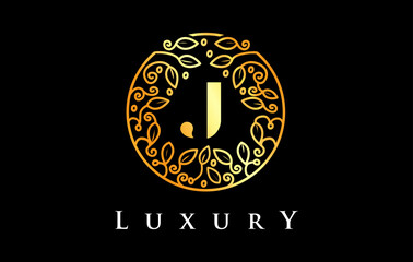Golden J Letter Logo Luxury.Beauty Cosmetics Logo