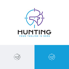 Fototapeta na wymiar Deer Hunting Circle Target Hunter Line Logo