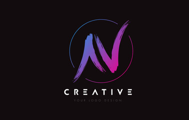 Obraz premium Creative Colorful N Brush Letter Logo Design. Artistic Handwritten Letters Logo Concept.