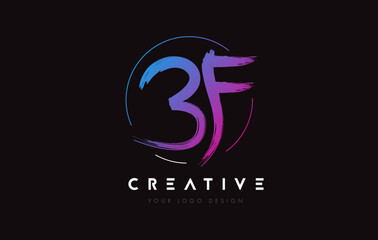 Obraz premium Creative Colorful BF Brush Letter Logo Design. Artistic Handwritten Letters Logo Concept.