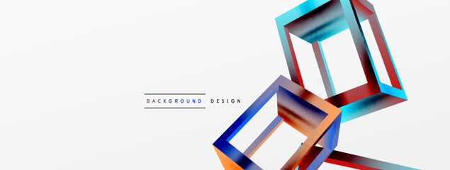 3D cube shapes vector geometric background. Trendy techno business template for wallpaper, banner, background or landing