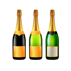 Vector set of champagne bottles