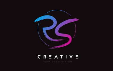 Creative Colorful RS Brush Letter Logo Design. Artistic Handwritten Letters Logo Concept.