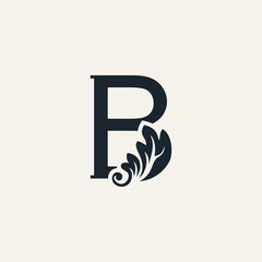 Initial B letter vintage beauty flourishes ornament monogram logo