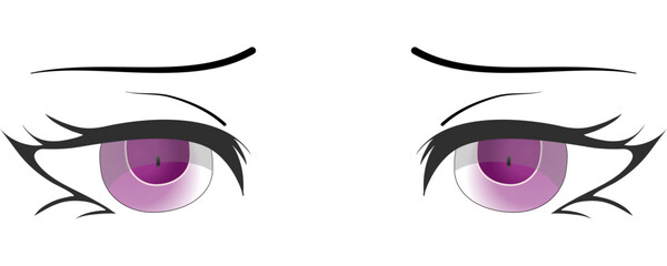 Colorful eyes collection isolated on white, modern design, Cartoon woman eyes and eyebrows with lashes. Isolated vector illustration. Can used for T-shirt print, poster and cards. cartoon anime eyes