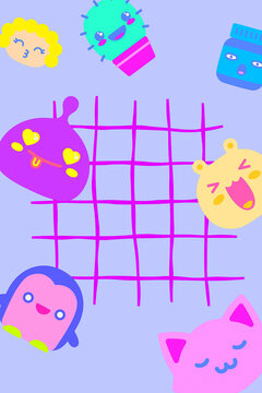 Fashion minimal illustration wallpapers. Kawaii funny vibes