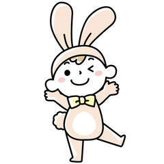 ウサギの着ぐるみを着た子供