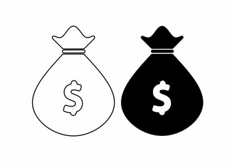 money bag icon set isolated on white background