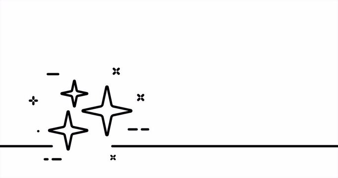 Quadrangular stars. Review, feedback, rating, flicker star, starry sky, comet, tail, night, time to sleep. Dream concept. One line drawing animation. Motion design. Animated technology logo. Video 4K